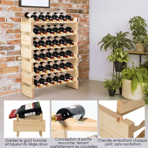 soges Étagère à Bouteilles Casier à vin Bouteilles en Bois Non Traité avec  10 étages pour 100 Bouteilles, 110 x 35 x 116,5cm : : Cuisine et  Maison