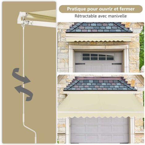 COSTWAY Store Banne de Balcon Rétractable avec Tissu Résistant aux UV et à l'eau, Cadre en Aluminium Angle Réglable 5-35° ,3 x 2,5 m