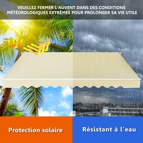 COSTWAY Store Banne de Balcon Rétractable avec Tissu Résistant aux UV et à l'eau, Cadre en Aluminium Angle Réglable 5-35° ,3 x 2,5 m