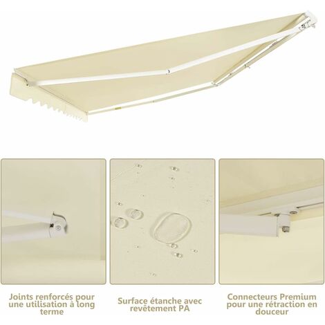 COSTWAY Store Banne de Balcon Rétractable avec Tissu Résistant aux UV et à l'eau, Cadre en Aluminium Angle Réglable 5-35° ,3 x 2,5 m