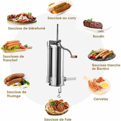 Machine à saucisses Poussoir à Saucisse 1.5L Viande hachée 4xTubes