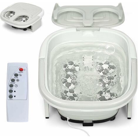COSTWAY Appareil de Balnéothérapie, Thalasso Pieds avec Mise à Température de l'Eau, Cuve Repliable, Thalasso Peds Portable avec Télécommande (Gris)