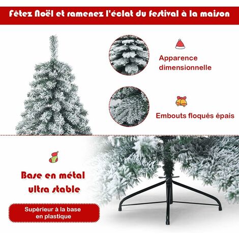 Sapin De Noël Artificiel Enneigé 180 Cm Avec 600 Branches PVC - Sans Décorations, Montage Facile