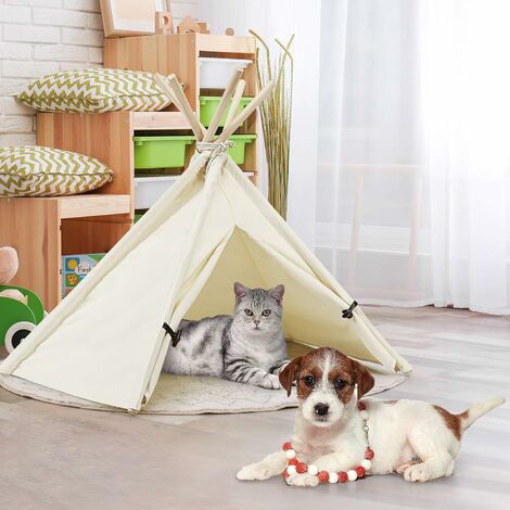 Costway Tipi Tente Pour Animaux Domestiques Niche Pour Chien Chat Lapin En Tissu De Couleur Unie