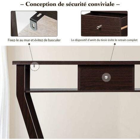 COSTWAY Table Console en MDF avec un Tiroir et 3 Compartiments