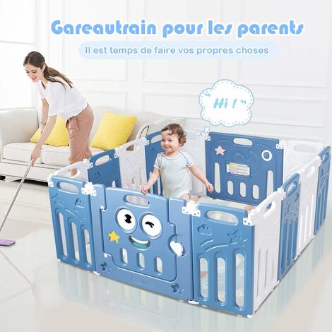 Costway Parc Bebe En Plastique 16 Elements Pliable En Hdpe Sans Bpa Avec Verrou De Securite