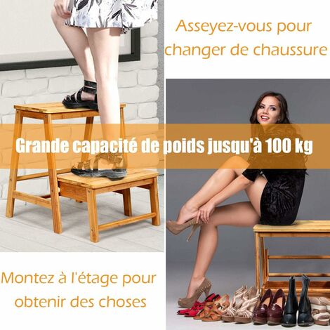 Tabouret Pliable Bambou Stool 42cm Naturel