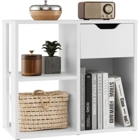 Costway – Bibliothèque à 3 cubes avec tiroir – Meuble de rangement 60 x 30 x 53 cm – Matériaux de haute qualité – Pour bureau, salon, chambre (1/5)