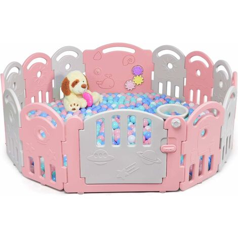 Costway Parc A Bebe Avec 14 Panneaux Centre D Activites De Securite Pour Enfant Porte Avec