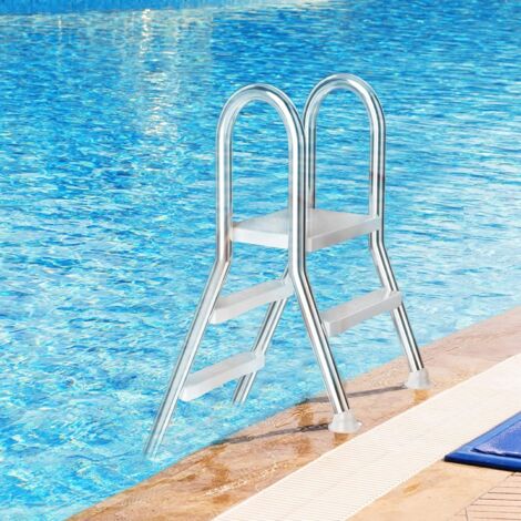 Échelle pour piscine en acier inoxydable à 4 marches, avec 2 mains courantes (1/5)