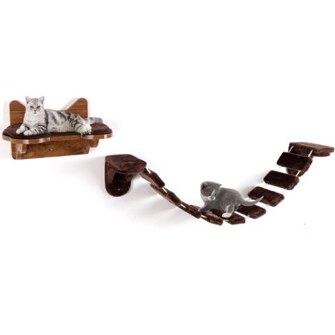 Costway – Mur d'escalade pour chat 9 étapes – Dimensions 123 x 20 x 17 cm – Charge max 10 kg – Revêtement en peluche pour confort optimal (1/5)