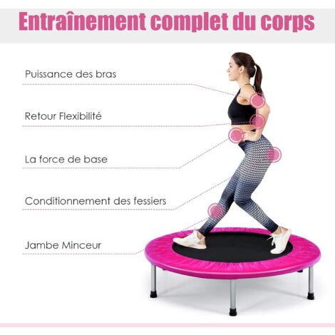 COSTWAY Trampoline Enfant 92 Cm – 21 LED, Poignée Amovible, Motif Astronaute, Tapis Antidérapant – 3-6 Ans