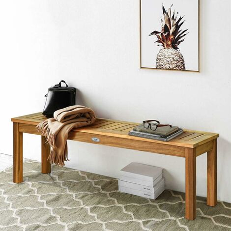 COSTWAY Banc de Jardin en Bois d’Acacia 132 x 34 x 43,5CM Charge Max 360KG (1/5)