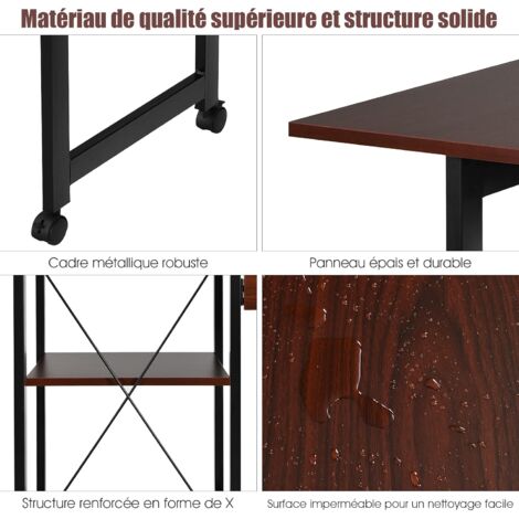 Bureau Pliable Avec Lampe LED – 60 X 40 Cm, 5 Hauteurs Réglables, Charge 40 Kg – Pour Lit, Canapé, Bureau Debout