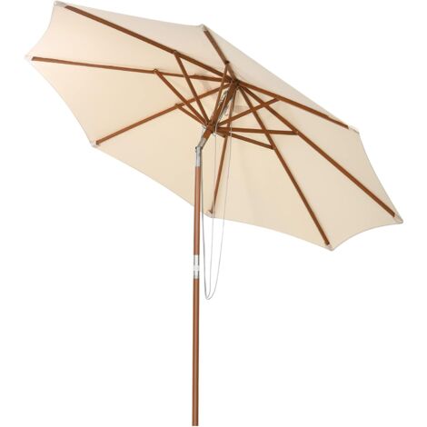 COSTWAY Parasol Inclinable Ø3m Toile Polyester Imperméable avec Cordon de Serrage 8 Baleines Ventilation pour Jardin Cour Beige