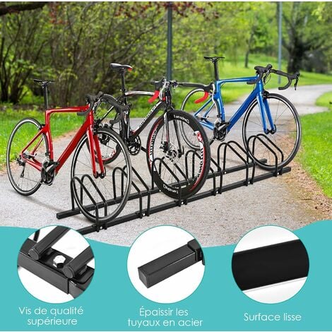 Râtelier 6 vélos Système range-vélo support pour bicyclette en acier  Fixation sol ou mur