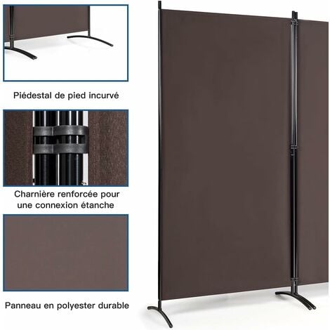 COSTWAY Paravent sur Pied 3 Panneaux Pliable,Brise Vue，Cloison de Séparation Pièce Protéger Privée, 260 x 183 CM Café