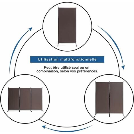 COSTWAY Paravent sur Pied 3 Panneaux Pliable,Brise Vue，Cloison de Séparation Pièce Protéger Privée, 260 x 183 CM Café