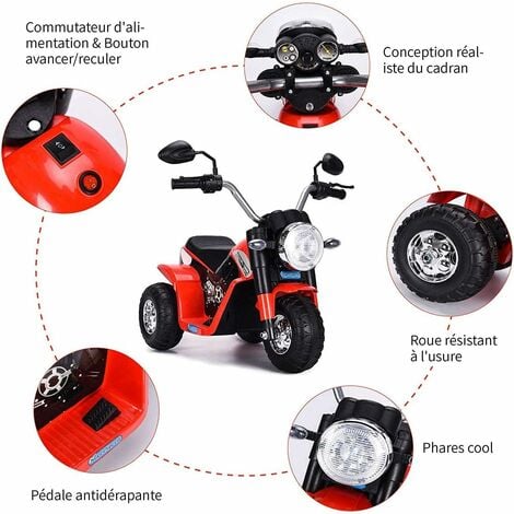 Moto Électrique 6V pour Enfants avec 3 Roues Scooter avec Créateur