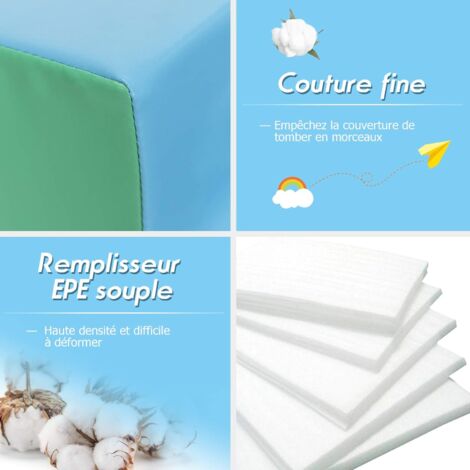 12 Cubes De Motricité En Mousse EPE Pour Bébé - Housse En Simili Cuir Imperméable - 6 Couleurs Vives - Développement Moteur Et Créativité (14x14x14 Cm)