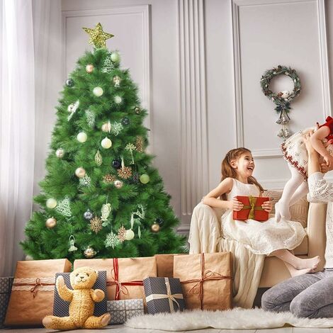 COSTWAY Arbre de Noël Artificiel 180 cm avec 586 Branches et Support en Fer Sapin de Noël Artificiel pour Décoration de Fêtes (1/5)