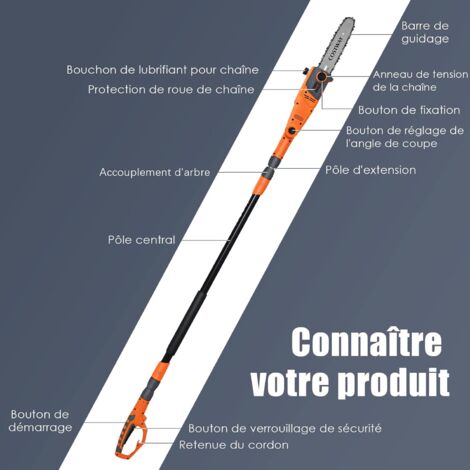750W Scie à perche télescopique électrique pour élagage et taille d'arbres - Chine Les tronçonneuses et les scies à chaîne prix
