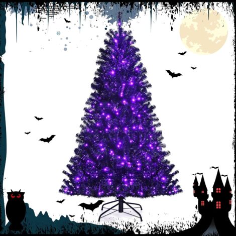 Sapin De Noël Artificiel 180 Cm Pré-éclairé - 688 Branches, 250 LED Blanc Chaud, 8 Modes - Base Métallique (violet Lavande)