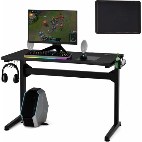 Bureau de jeux ergonomique pour ordinateur - 120 cm x 60 cm - Rouge et Noir