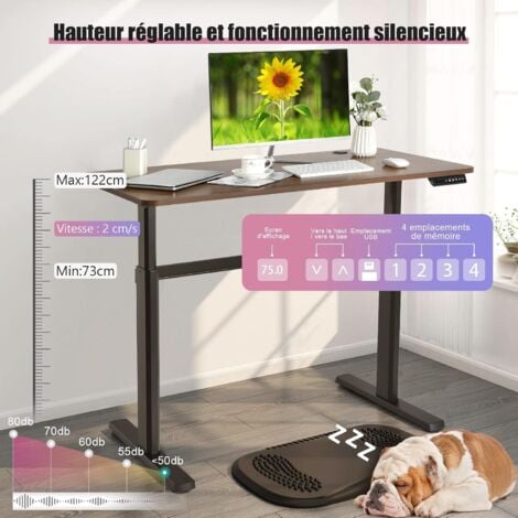 COSTWAY Bureau Assis-Debout à Roulette/Table d'Ordinateur avec