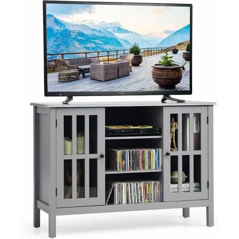 Support TV pour salon, meuble TV jusqu'à 43 pouces, rangement TV, avec  porte de grange