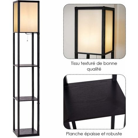 COSTWAY Lampadaire avec 3 Niveaux Etagère 220-240V,60W (Ampoule Non Inclus)