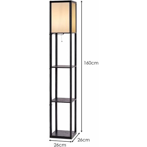 COSTWAY Lampadaire avec 3 Niveaux Etagère 220-240V,60W (Ampoule Non Inclus)