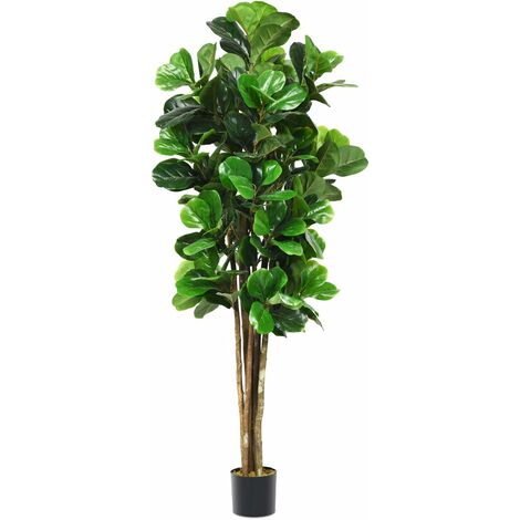 Lot de 2 plantes artificielles Ficus Pot, Hauteur 180 cm -PEGANE-