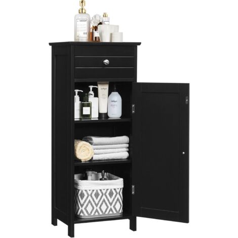 Costway – Meuble de salle de bain 35,6x30,5x88 cm – 1 porte, 1 tiroir, 2 étagères réglables – MDF imperméable avec dispositif anti-basculement (1/5)