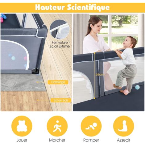 Parc De Jeu Pliable Pour Bébé - 180x200 Cm - Intérieur/extérieur - Sans Outils, Portable - Sécurité Certifiée