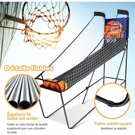 COSTWAY Jeu de Basketball Arcade Double Shootout Double Panier Compteur  Electronique avec 4 Ballons,1 Pompe Panier de Basket Pliable