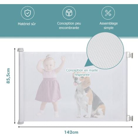 Barriere De Securite Chien sans Percage - Barriere De Securite Enfant  Escalier, Barriere Chien De Sécurité pour Chien Animaux sans Perçage avec  Fermeture Auto Verrouillage Opération À Une ain : : Bébé