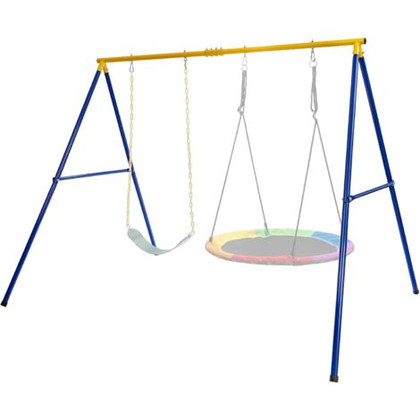 Costway – Portique de balançoire en acier antirouille – Charge 300kg – 2 types de suspension – Dimensions 249x185x181,5cm – Pour enfants