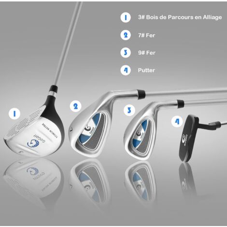 COSTWAY Ensemble de Golf Complet pour Jeune 5 Pièces, avec 3 Bois, 7 et 9  Iron