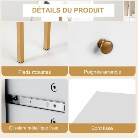 COSTWAY Table Bureau d'Angle avec 2 Tiroirs/Table Imformatique pour Ordinateur avec Etagère de Rangement Blanc