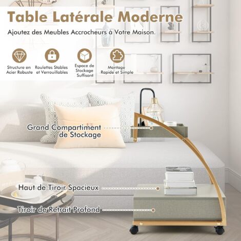 Table D'Appoint Bout De Canapé De Salon En Forme 'S' Avec 2 Casiers Ouverts Petite Table Basse Design Geometrique Taille Compacte Pour Salon Chambre Blanc Maison Chic 85131301