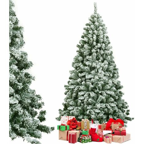 Costway – Sapin de Noël enneigé 230 cm – 1346 branches en PVC – Support métallique pliable – Arbre décoratif pour maison et magasin