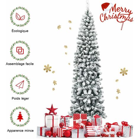 Sapin De Noël Artificiel COSTWAY 180cm - 400 Branches PVC Avec Base En Fer - Décoration Festive