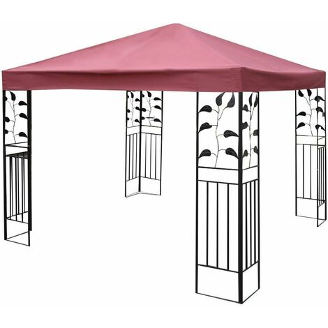 COSTWAY Toile de Toit de Rechange en Polyester pour Pavillon Tonnelle Tente 300 x 300 cm Couleur au Choix (Vin Rouge) (1/5)