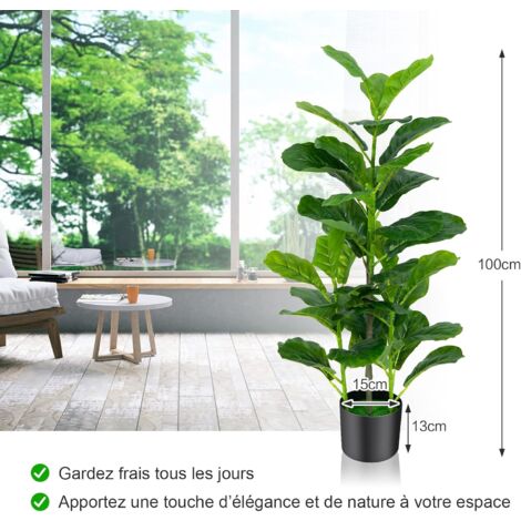 Figuier Lyre Artificiel 180 Cm – Faux Ficus Haute Densité Pour Décoration Intérieur/extérieur - 8