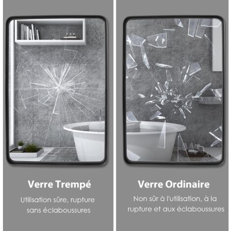 Miroir Mural Noir 60x60 Cm VidaXL – Métal – Pour Salle De Bain Ou Coiffeuse – Neuf