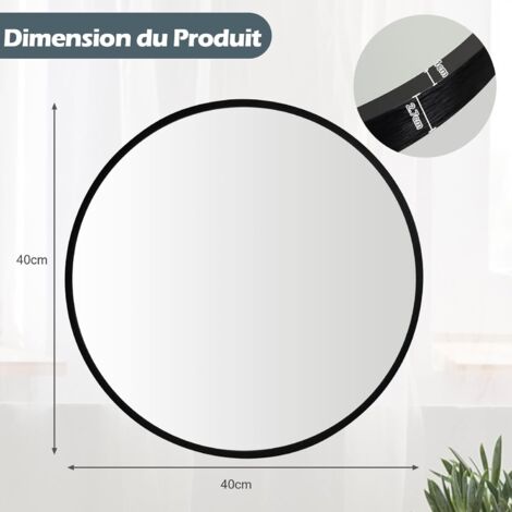 Miroir Mural Rond Noir 70 Cm - Cadre En Alliage D'aluminium, Verre Anti-explosion, Pour Salon, Salle De Bain, Chambre