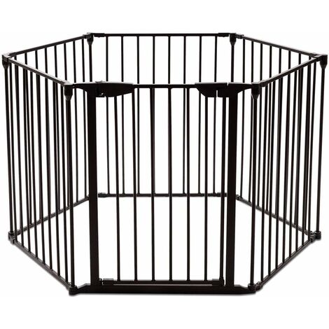 Costway – Barrière de sécurité pliable en métal pour cheminée – Dimensions 380x75cm – Peinture noire – Protection contre les étincelles