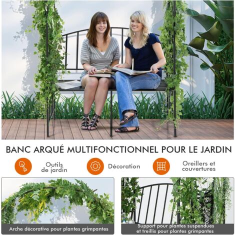 Arche Treillis De Jardin 200x150x197 Cm - Support Plantes Grimpantes, Métal Enduit PE, Pour Tomates, Concombres