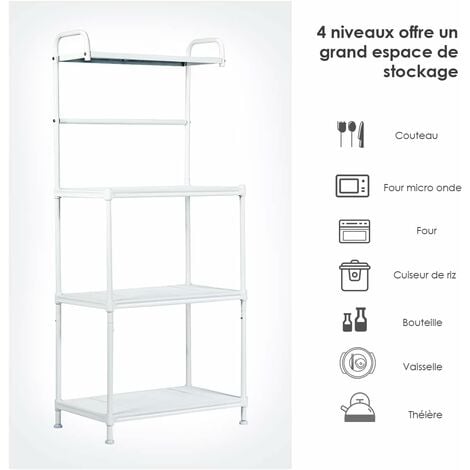 KOMFOTTEU Étagère De Cuisine à 4 Niveaux, Support Pour Micro